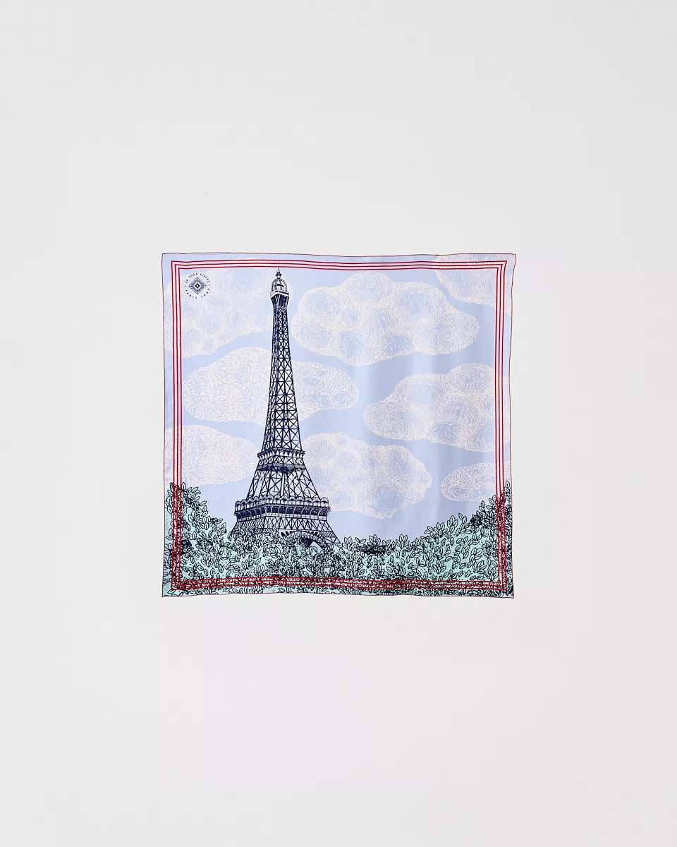 Carré 67x67cm Jour Soie Bleu - Boutique tour Eiffel