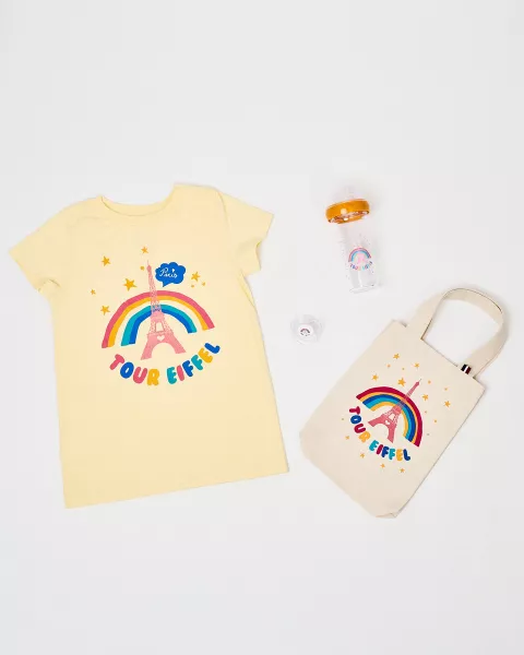 Tote Bag enfant Mini Arc en Ciel avec la tour Eiffel