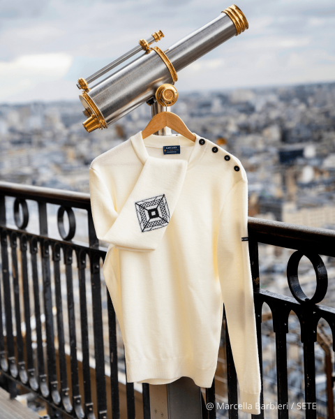 White Wool Men’s Sweater - Official Eiffel Tower Shop