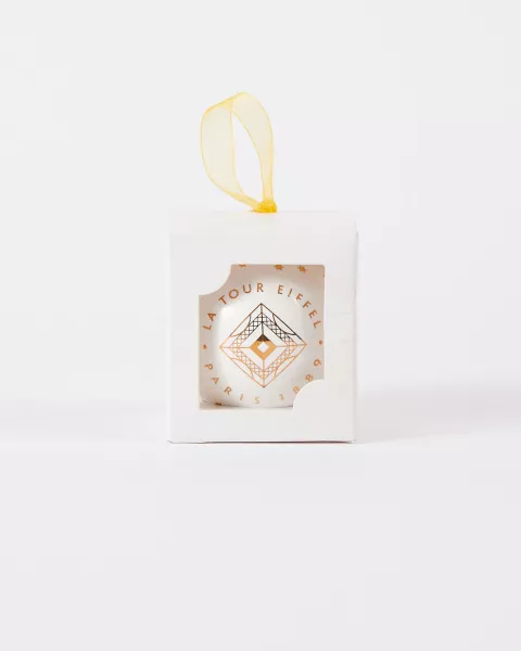 Eiffel Tower White and Gold Christmas Ornament